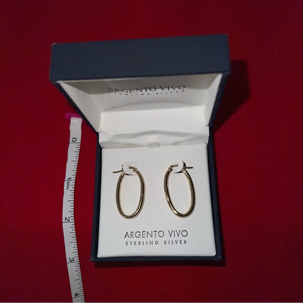 New // Argento Vivo - Gold-Plated Sterling Silver Earrings In Box View 2